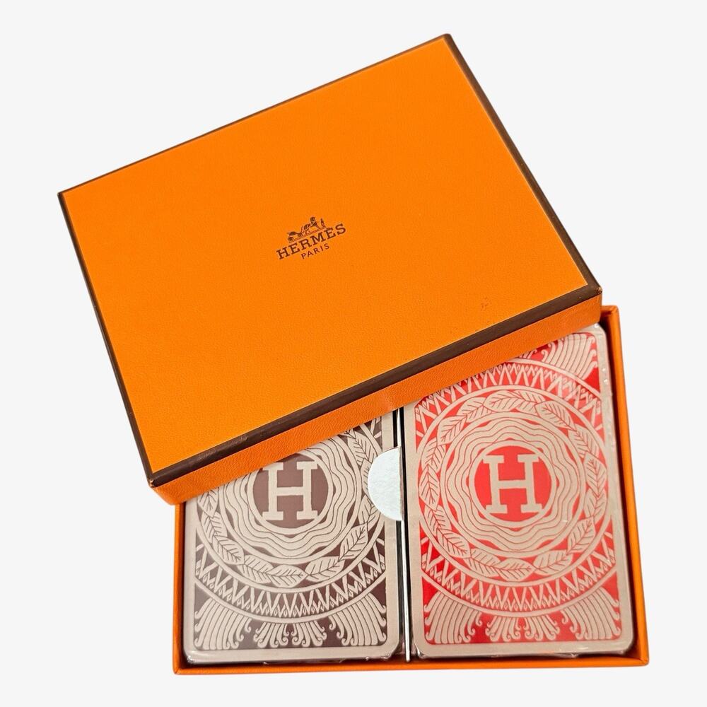 Hermès Les 4 Mondes Playing Cards Twin Deck Silver Edge – Factory Sealed W/ Box